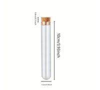 TEMU 20 piezas de tubos de ensayo de plástico transparente con tapones de corcho, 15x100mm 10ml, de calidad para almacenamiento de cuentas de semillas de joyería, uso en o decoración.