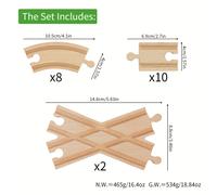 TEMU 20 Piezas de Vías de Tren de Madera - 2 Pistas Rectas Cruzadas - Compatible con la Mayoría de las Marcas