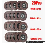 TEMU 20 Piezas Juego de Discos de Lijado y , 4.5" - Granos 40/60/80/120, 5 Piezas de Tamaño para Amoladoras Angulares, Material de Óxido de Aluminio