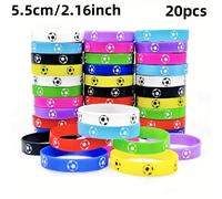 TEMU 20 piezas/ Pulseras de Silicona con Estampado de Fútbol | Brazalete Elástico para , Estilo Casual, Colores Mezclados, Accesorios de Moda, Ideal para , Día de San Valentín, Mardi Gras y Uso Diario