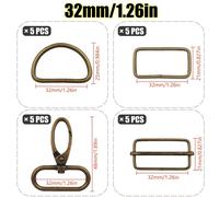 TEMU 20 Piezas/Set de Hebillas de Cinturón de Metal, Anillo en D, Anillo Rectangular, Hebilla de Ajuste Deslizante, Gancho Giratorio, para DIY Costura de Collares para Mascotas, Ropa, Bolsos, etc