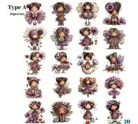 TEMU 20 piezas/set Pegatinas Creativas Hechas a de Elfo Flor Retro de Calidad, Ideales para Diario de Basura, Cuaderno, Álbum de Recortes, Decoración Manual, Cuentas DIY, Pegatinas 2D