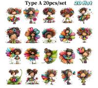 TEMU 20 piezas/set Pegatinas Creativas Retro de Flores de Serie Elfo, Pegatinas 2D Sólidas de Calidad Hechas a