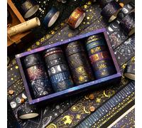 TEMU 20 Rollos de Cielo Estrellado Extensos de Papel de Aluminio y Cinta Washi Plateada, Pegatinas de Decoración DIY de Planetario , Cinta de Cuenta Manual de