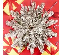 TEMU 20 unidades de agujas de pino artificial de nieve, , de pino artificial congelado para recoger, de , pino navideño para recoger, spray de pino de de invierno