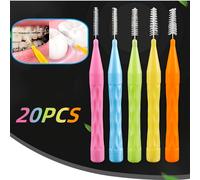 TEMU 20 unidades de hilo dental y cepillos interdentales: cepillos para espacios bucales, cepillos de dientes para limpiar aparatos ortodónticos, diseñados para una higiene dental detallada.