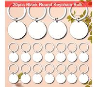TEMU 20 unidades de llaveros redondos de acero inoxidable de 1.18 pulgadas, para grabar