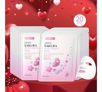 TEMU 20 unidades de mascarilla de hoja de Sakura de Japón para todo tipo de piel, portátil para viajes, hidratante , ideal regalo para de San Valentín y Navidad