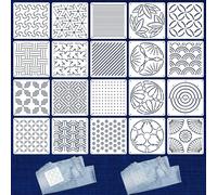 TEMU 20 unidades de plantillas de BAOFALI, plantillas de bordado geométrico, estabilizadores de plástico de 5.1", para acolchado manual, costura, dibujo, manualidades