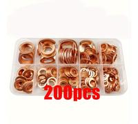 TEMU 200/100 Piezas Kit Maestro de Juntas de Cierre de Cobre - Surtido de Sellos para Tubos con Varillas, Anillos Planos, Tuercas y Pernos - Set Completo en Resistente para Diversas Aplicaciones