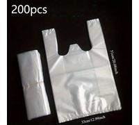 TEMU 200 Bolsas de Plástico Blancas, Reutilizables para Compras y Desechables en Ideales para Pequeñas Empresas