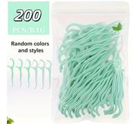 TEMU 200 palillos de hilo dental con sabor a - Formato profesional en polietileno, mango antideslizante, más delgado y resistente, placa y de comida, el