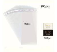 TEMU 200 piezas - 100 piezas de envoltura para barras crujientes 100 piezas de pegatinas de agradecimiento - 2,5 x 7,1" envoltura para dulces - Bolsa plástica autoadhesiva pequeña