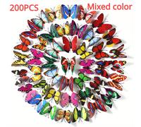 TEMU 200 Piezas de Decoraciones 3D de Mariposas Vibrantes, 2.4" Mariposas de Plástico Coloridas para Paredes y Nevera - Perfectas para Decoración del Hogar y Sala, Halloween