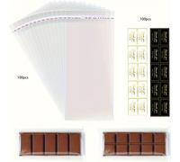 TEMU 200 piezas/set - 100 piezas de envoltura de barra crujiente - 100 piezas de calcomanías de agradecimiento - 2.5 x 7.1" envoltura de dulces - Bolsa de plástico autoadhesiva pequeña