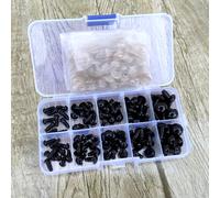 TEMU 200pcs Accesorios para Muñecas Ojos de Seguridad de Plástico en , Ojos Negros Completos para Manualidades y Amigurumi, Tamaños Variados para Hacer DIY y Suministros de Osos de Peluche