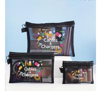 TEMU 2025 Juego de 3 Piezas de Organizador de Malla - Bolsa de Cosméticos Transpirable, Estuche para Lápices, Almacenamiento de Artículos Diarios - Portátil y Estiloso para Viajes, , Oficina