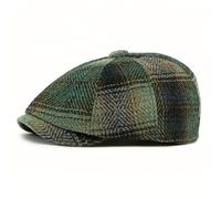 TEMU 2025 Otoño/Invierno Boina de Tweed Moda Retro Británica para Mujer Sombrero de Pico de a Rayas para Hombre