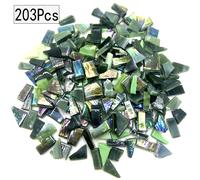 TEMU 203 piezas de de vidrio iridiscente verde para mosaico, material irregular ideal para hacer jarrones DIY, posavasos y cajas de joyería, regalos