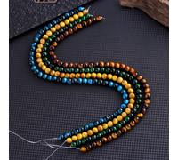 TEMU 208 piezas/4 hebras, Cuentas de Piedra Natural de Calidad - , Azul, Verde, Cuentas Redondas Sueltas para Hacer Joyería DIY Pulseras, Ideales para Regalos de Fiestas