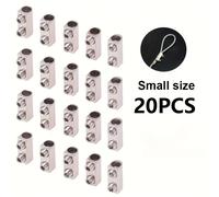 TEMU 20pcs Abrazaderas de Cable de Acero Inoxidable Durables - Sujeciones Auto-Bloqueantes Ajustables, Agujero de Apriete, Telescópicas y Fijas, Cierres para Líneas de Cable para Renovación del Hogar