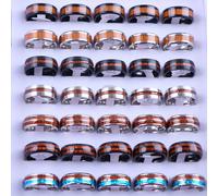 TEMU 20pcs/ Anillos de Madera Vintage y Acero Inoxidable para Hombres y Mujeres, Pulidos, Joyería de Lujo Duradera - Regalo