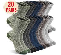 TEMU 20pcs Calcetines Gruesos y Cálidos para Hombre - Bloque de Color, Acogedores y Transpirables para Senderismo, Esquí, Pesca | Regalo para Papá, Esposo, Novio en Navidad, Día