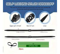 TEMU 20pcs de Cable de Bloqueo de Resistencia - Auto-bloqueo, de Alambre de Nylon Negro de Resistencia para Uso Interior y Exterior, Cabeza,