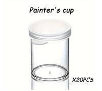 TEMU 20pcs Mini Tazas de Pintura de Plástico con Tapas, Contenedores de Pintura Transparentes para y Manualidades DIY, Diámetro de 1.53