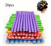 TEMU 20pcs Rodillos Flexibles para el Cabello sin - Varillas de Espuma para Rizos DIY, Colores Aleatorios