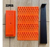 TEMU 22 piezas Kit de instalación de suelo de madera. 1 pieza de gancho. 1 pieza de bloque de golpeo naranja y 20 piezas de arandelas naranjas.