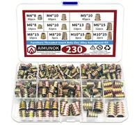 TEMU 230pcs 11 Tamaño M4 M5 M6 M8 M10 Tuercas de inserción roscadas Juego de herramientas para muebles de madera Aleación de Perno de muebles Conector de Tornillo de cabeza hexagonal