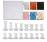 TEMU 23pcs Molde de Silicona Kit de Ajedrez DIY - Molde de Resina Híbrido con Piezas de Ajedrez 3D de Tamaño Completo para Manualidades y de Mesa