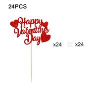 TEMU 24 adornos para cupcakes de San Valentín, adornos brillantes rojos de San Valentín para decorar , compromisos y fiestas de San Valentín