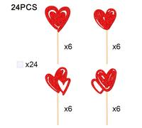 TEMU 24 Adornos para de San Valentín con forma de , Decoraciones brillantes para con forma de , Perfectos para , , regalos nupciales y celebraciones, Suministros para decorar tartas
