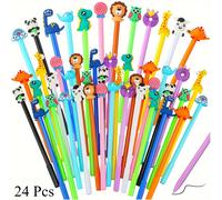 TEMU 24 Bolígrafos de Gel con Forma de Frutas y Animales Aleatorios | 0.5mm | Ideal para y Oficina | Pluma de Firma | Regalo Festivo | Escritura con