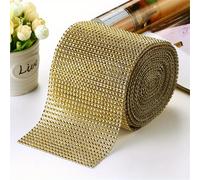 TEMU 24 Filas de Cinta de Malla con Diamantes Brillantes, Rollo de Malla Plateada con Rhinestones, Decoración para Fiestas en Casa, Cinta de Tul con Cristales para Manualidades