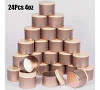 TEMU 24 Paquetes, Tarro de Vela Dorado Rosa de 4oz/8oz con , Ideal para Velas DIY en Casa, de Velas Artesanales y Aromaterapia, Pequeños Regalos, Cajas de Dulces y Almacenamiento de Regalos