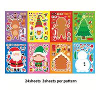 TEMU 24 Pegatinas Navideñas DIY para Niños | tu , reno o diseño de árbol de Navidad | Juego de rompecabezas desechable ideal para relaciones entre , fiestas de Navidad y Halloween