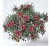 TEMU 24 Piezas de Artificiales de Pino con y Piñas de Plástico - Falsas de Hoja Perenne Realistas, Ideales para Coronas DIY, Decoración de Árbol de Navidad, Adornos Colgantes para Todo el Año (Sin )