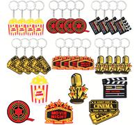 TEMU 24 Piezas de Llaveros para Noche , , Micrófono, Boleta y Palomitas - Decoracións y Recompensas para Fiestas de