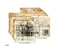 TEMU 24 piezas de origami vintage de bricolaje a con colonial, combinando recibos antiguos con ilustraciones de colonial, de papel vintage, 24 estilos diferentes