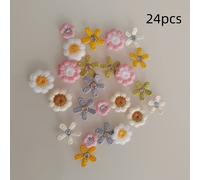 TEMU 24 piezas de parches de de punto - Flores de tela DIY para ropa, sombreros, zapatos y accesorios, suministros de manualidades DIY | Diseño de | Flores de tela duraderas, manualidades de