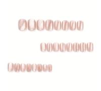 TEMU 24 piezas de uñas postizas de color rosa nude, acabado ovalado corto , colección de de color sólido para mujeres y niñas - Juego de uñas extraíbles fáciles de aplicar