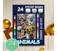 TEMU 24 Rompecabezas de Colorear Números para Perros: Libro de para Colorear Números - Libro de Colorear y Relajante para Adultos - de Colorear Cuadrados, Diamantes y por Números