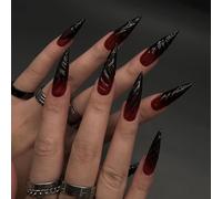 TEMU 24 uñas postizas de Halloween - Diseño y con remates en para manos y pies, accesorios festivos reutilizables para fiestas y ocasiones especiales, manicura espeluznante, estilo de uñas de calidad