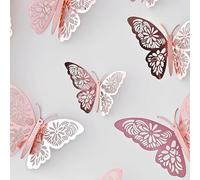 TEMU 24 unidades de papel decorativo 3D de mariposas - Fácil de y pegar, removible para , , al | mate con adornos de cristal, de papel reutilizable