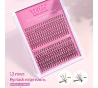 TEMU 240 Piezas de Extensiones de Pestañas de de Pez Individuales, 6-14mm Estilo Alargamiento Natural, Suaves y Esponjosas, Rizadas, D-Portátiles para DIY