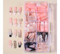 TEMU 240pcs Uñas Postizas Cuadradas Largas Removibles, Set de Uñas Falsas Y2K para Uso , Kit de Uñas Acrílicas Reutilizable