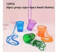 TEMU 24pcs/12pcs Collar de Cuentas + Juego de 12 Vasos de de Plástico - Festival de Cerveza, Carnaval, para Halloween, Navidad, y Fiestas, Suministros para Halloween y Navidad, Año , San Valentín, de